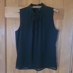 Karl Lagerfeld Black Sleeveless Blouse with Bow Tie Front